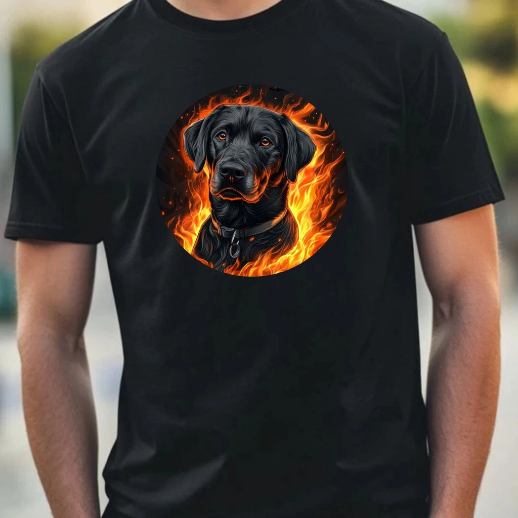 Mens Labrador On Fire Motif Cotton T-Shirt Size X S to 5XL