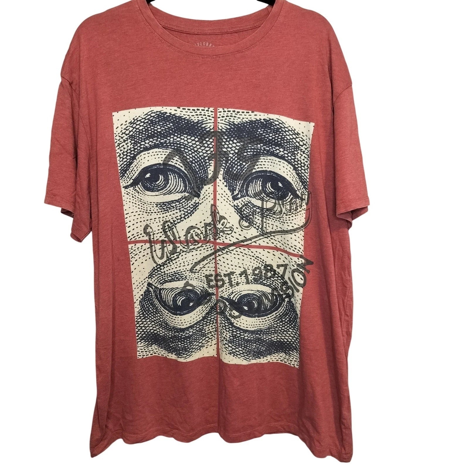 TFG Creative Garments Graphic Vintage T Shirt Red Short Sleeve Crew Neck  XXL