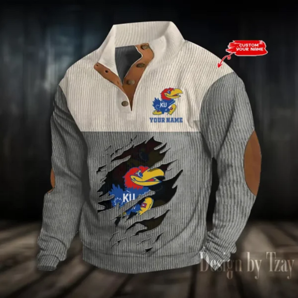 Jayhawks Basketball Corduroy Stand Collar Sweatshirt