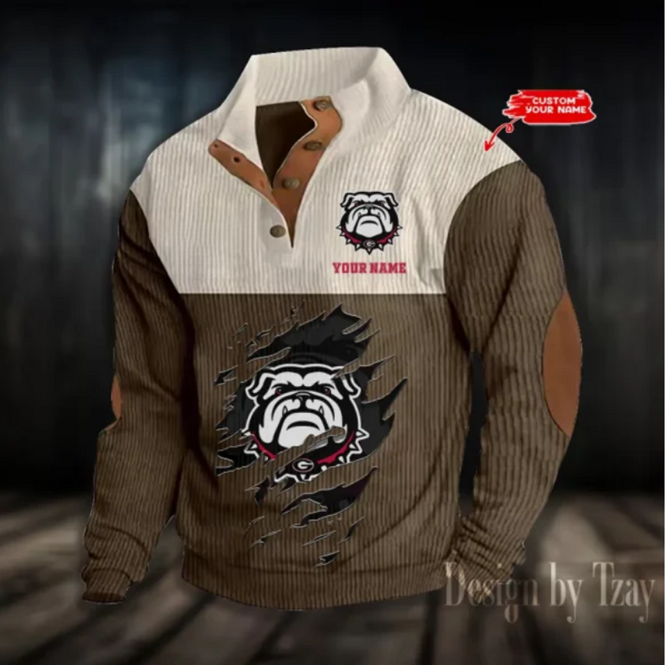 Georgia Basketball Corduroy Stand Collar Sweatshirt
