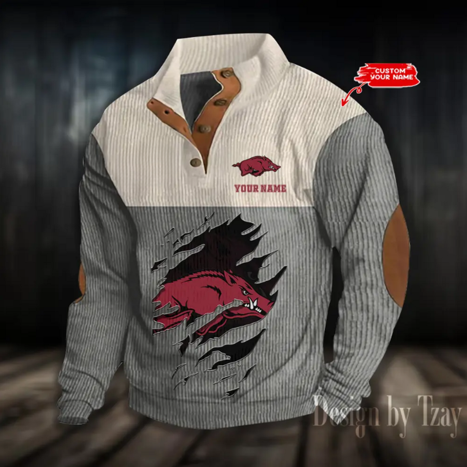 Razorbacks Basketball Corduroy Stand Collar Sweatshirt