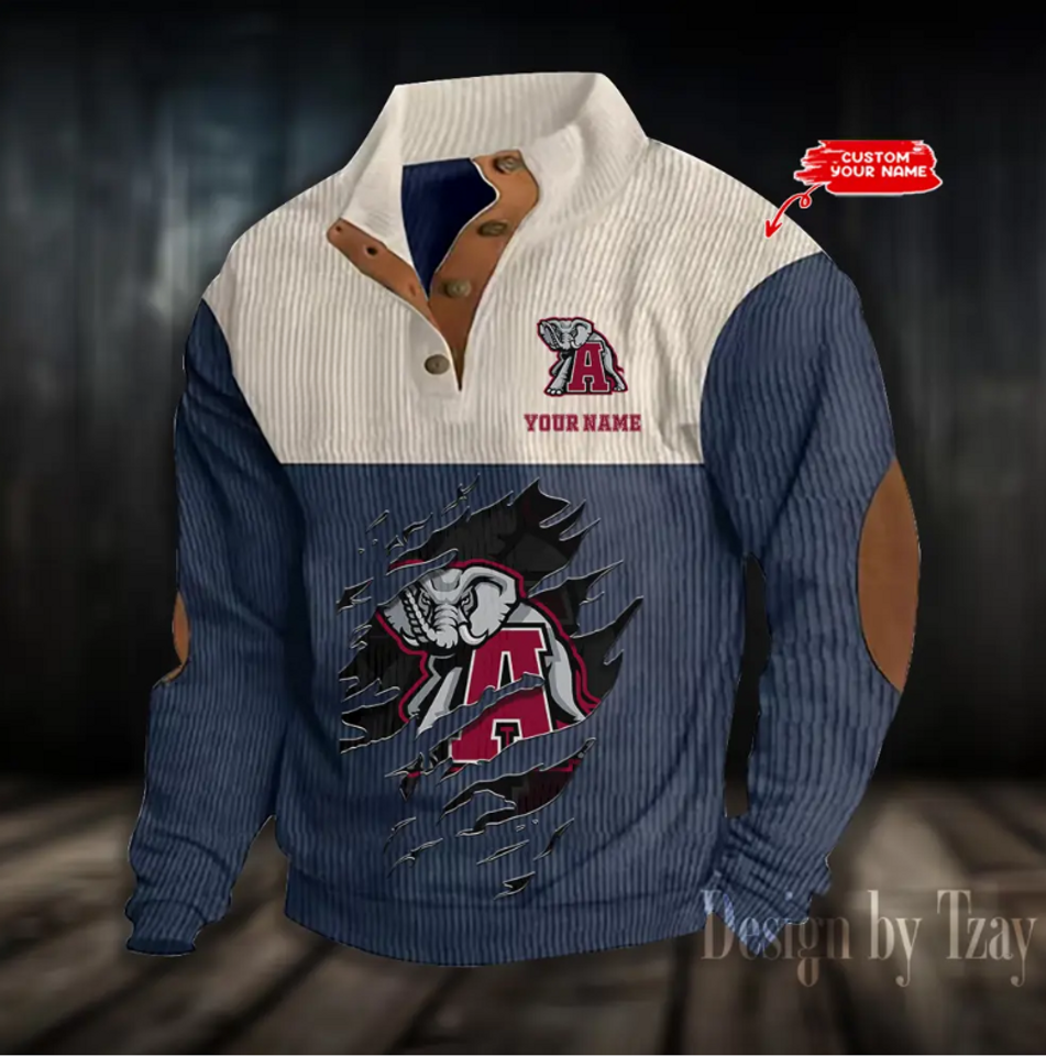 Albm Crimson Tide Basketball Corduroy Stand Collar Sweatshirt