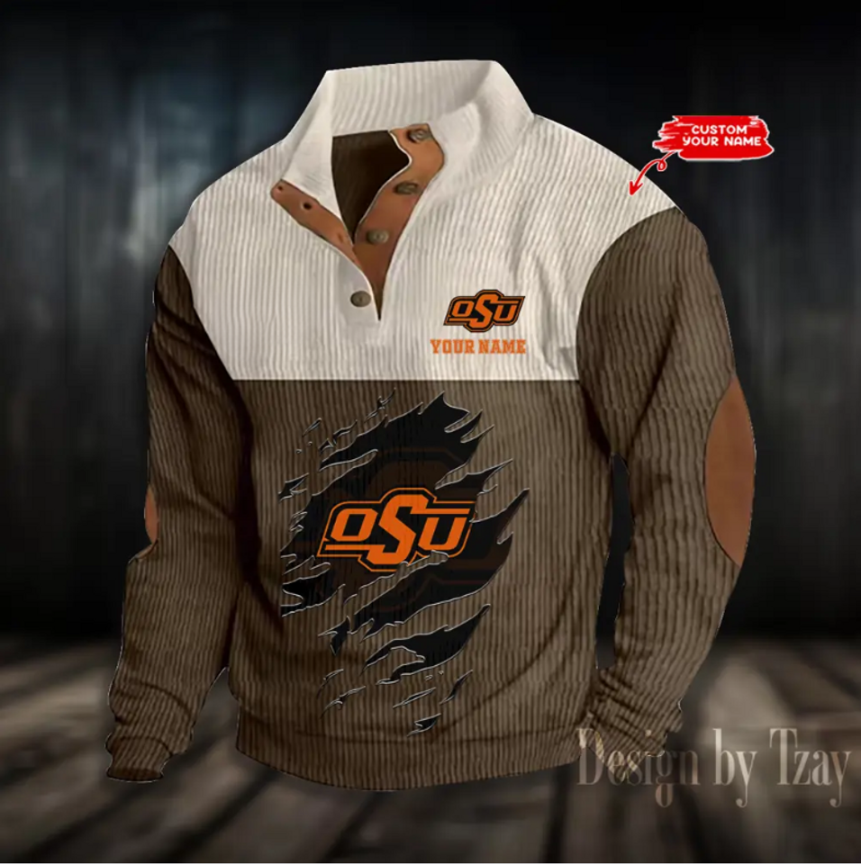 Oklahoma Basketball College Team Corduroy Stand Collar Sweatshirt