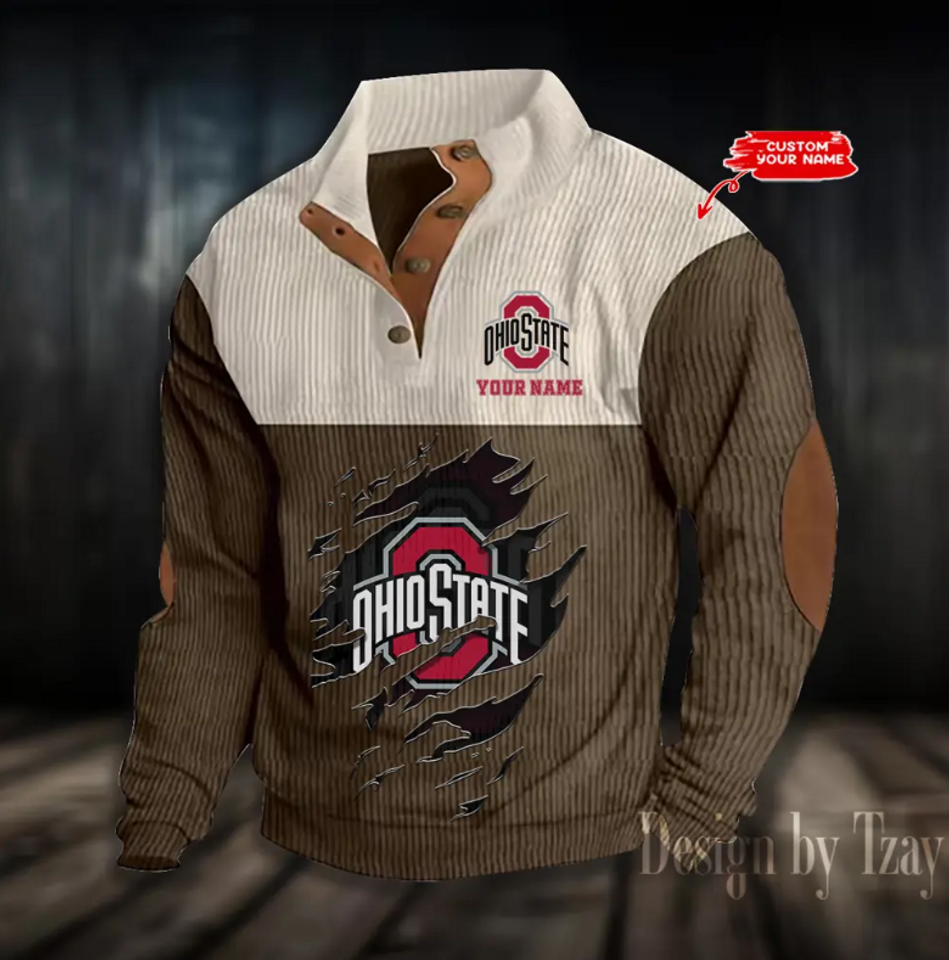 Ohio State Basketball College Team Corduroy Stand Collar Sweatshirt
