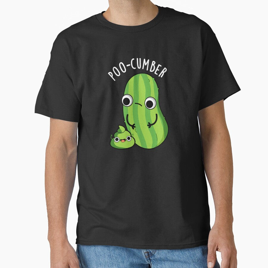 Poo-cumber Funny Cucumber Pun (Dark BG) by punnybone