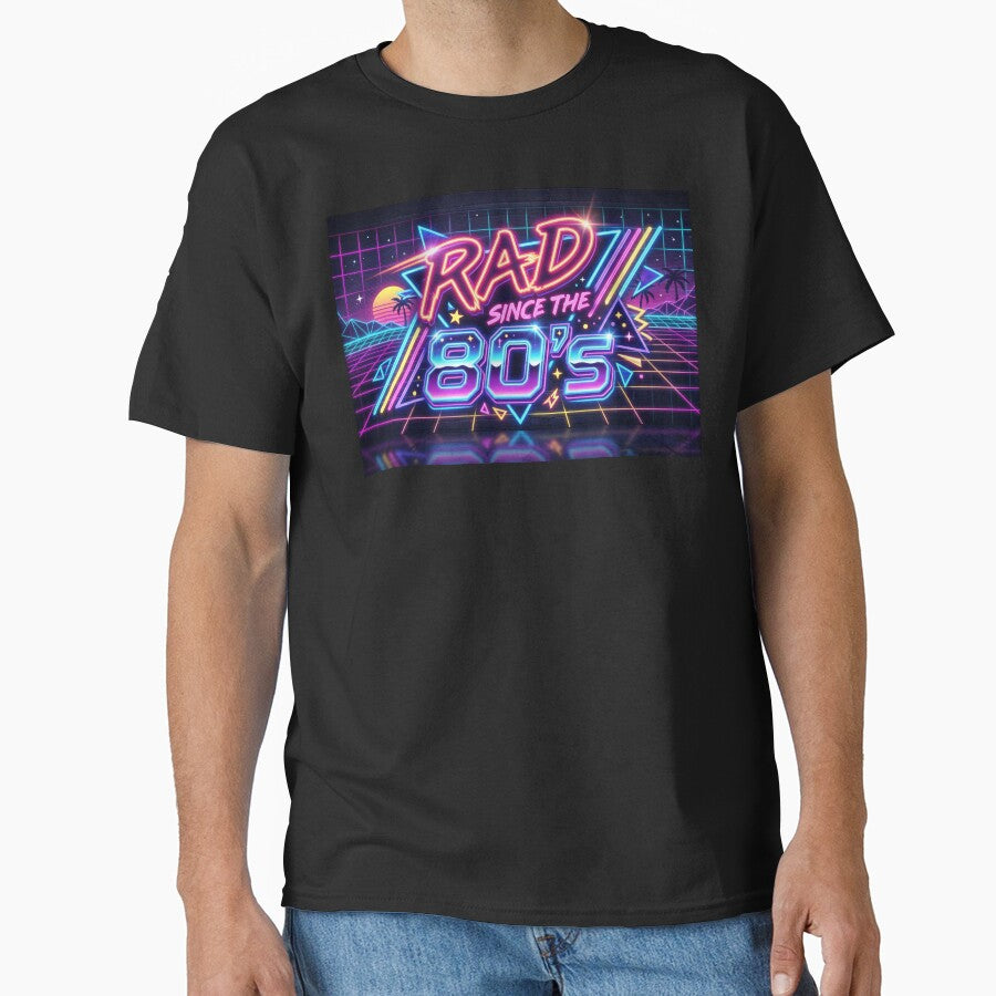 Rad Since the 80s Retro Neon Birthday Gift | Synthwave 80s Party Vintage Birthday Shirt by Kindred Corner