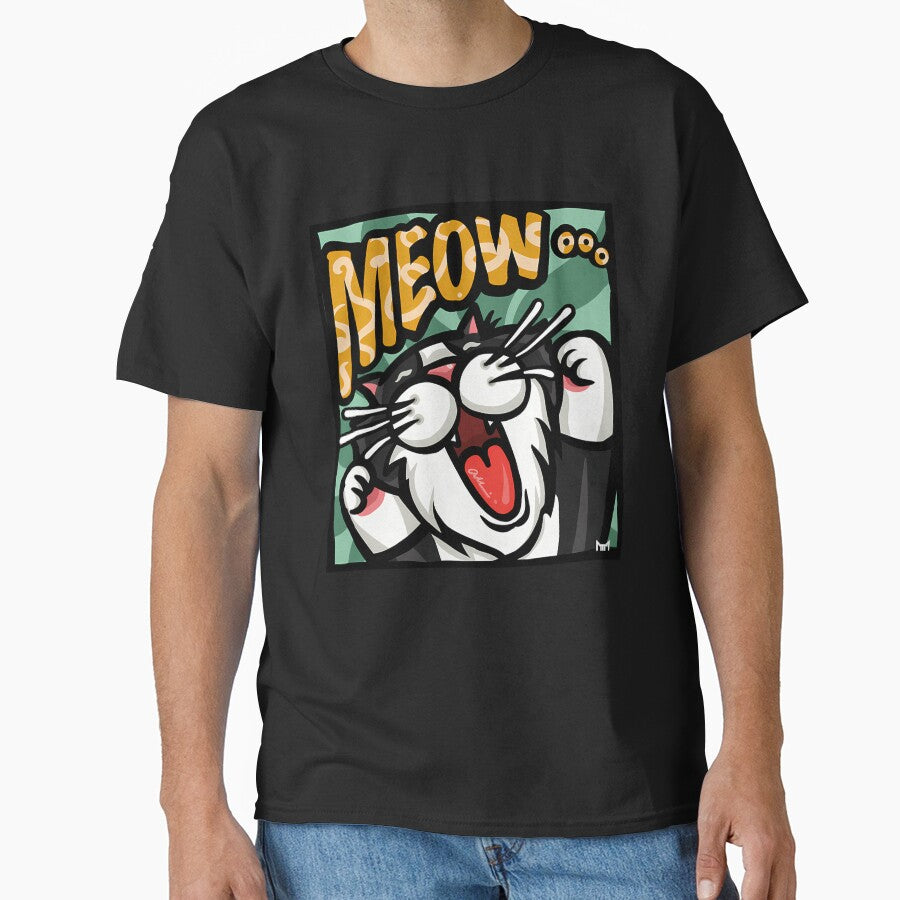 Energetic Meow Tuxedo Cat Comic Pop Art by Paidobento