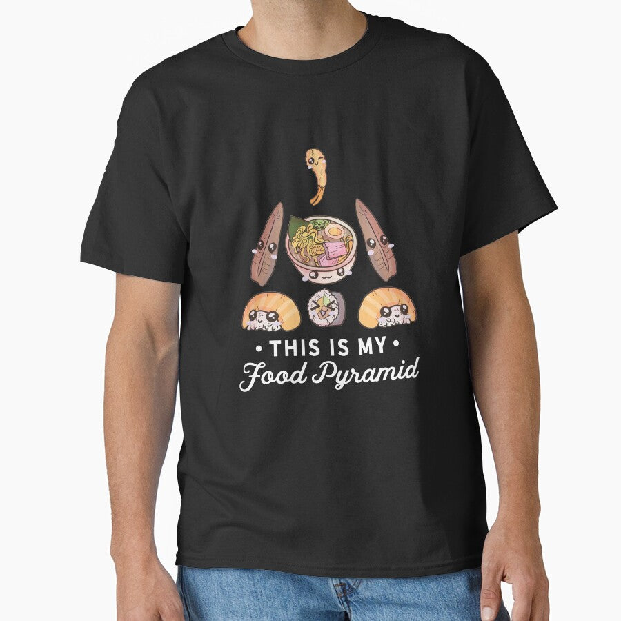 This Is My Food Pyramid, Japanese Food, Kawaii, Tempura, Sushi, Ramen, Squid, Shrimp Tempura, Food Pun by fatamyfan1
