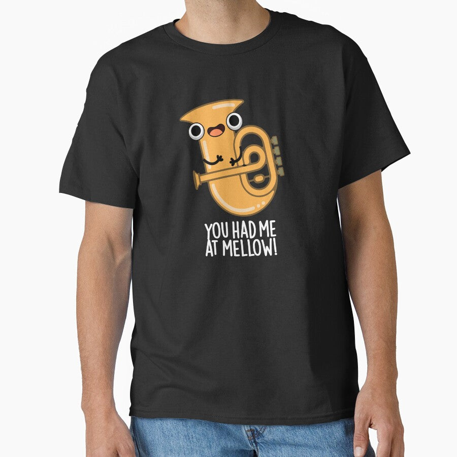 You Had Me At Mellow Funny Tuba Pun (Dark BG) by punnybone