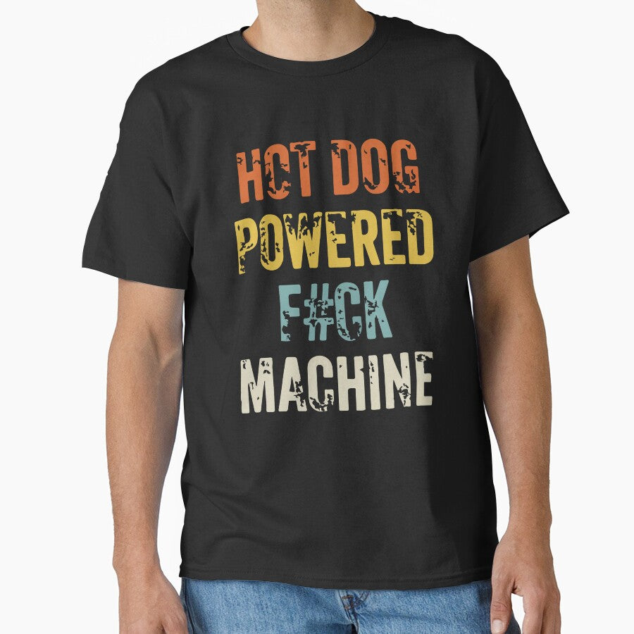 Hot Dog Powered Funny Adult Humor Retro Food Joke Design by kiralynstration
