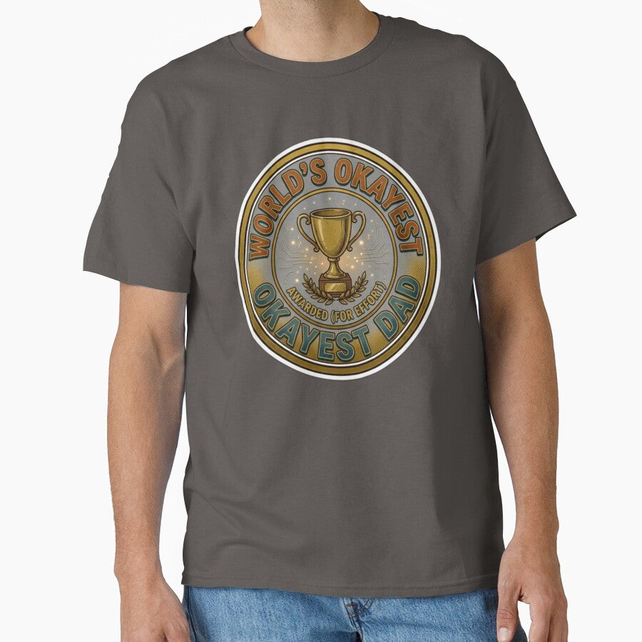 World’s Okayest Dad Optimized Title (copy-paste): Worlds Okayest Dad T-Shirt | Funny Dad Joke | Fathers Day Gift by Clintora