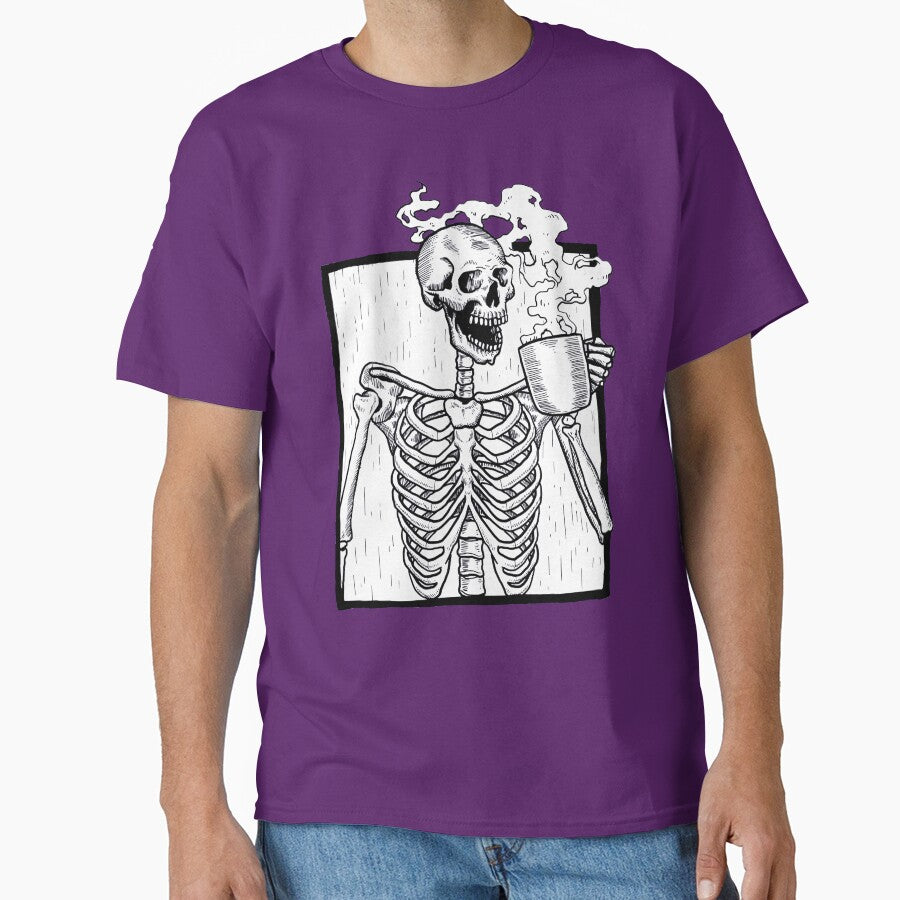 halloween coffee drinking skeleton by Gossip Rag