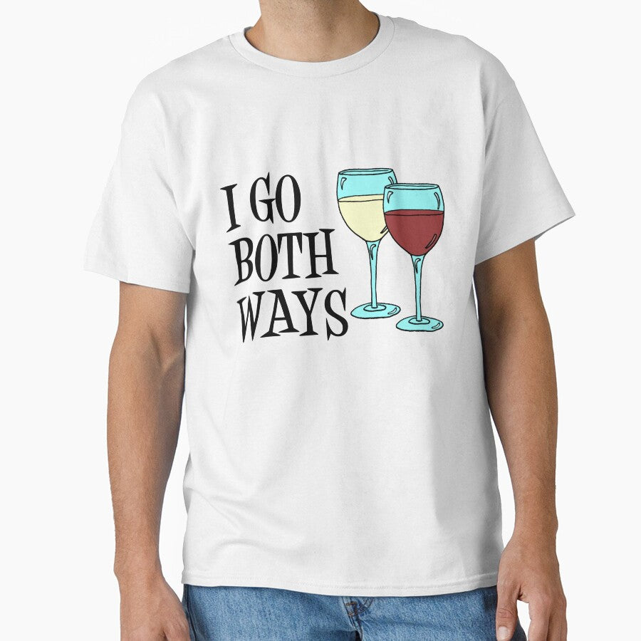I Go Both Ways White Red Wine Cartoon Glass by jaycartoonist