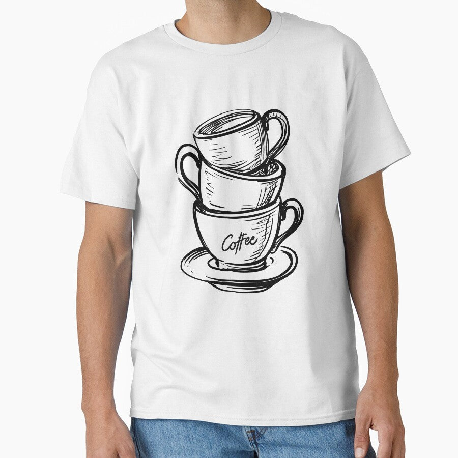 DRAWN BLACK AND WHITE COFFEE CUPS by infinitearte