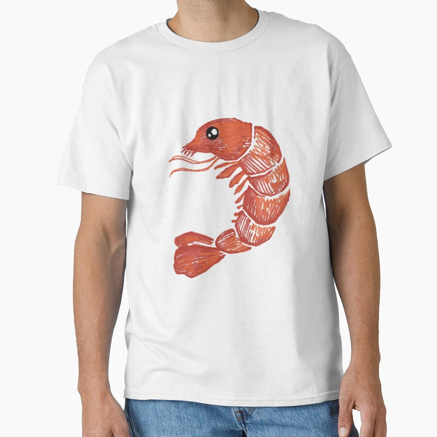 Cute Shrimp with Big Eye – Kawaii Seafood Illustration by Pryhozha