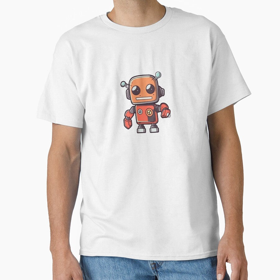 Fun Futuristic Robot Cartoon, Orange and Red by jakeparco