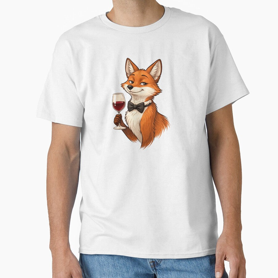 Elegant Fox with Wine Glass - Funny Wine Lover T-Shirt by CzipipitoStudio