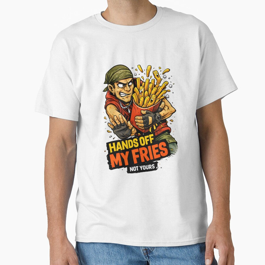Hands Off My Fries – Funny Food Lover Cartoon Design by Snackwear Apparel