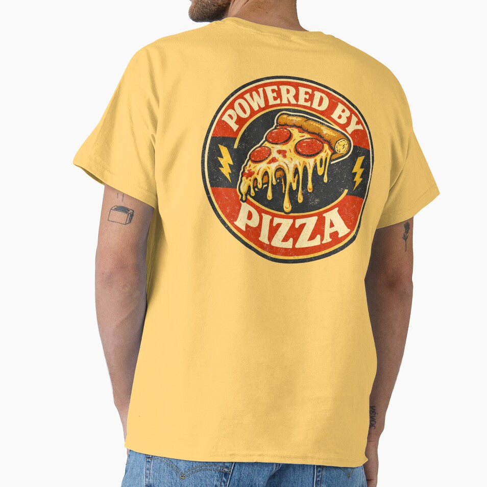 Powered by Pizza – Funny Pizza Lover Food Humor Design by rushaib