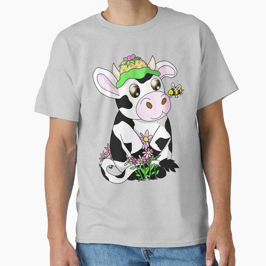 cartoon cow and a bee by BeingNow