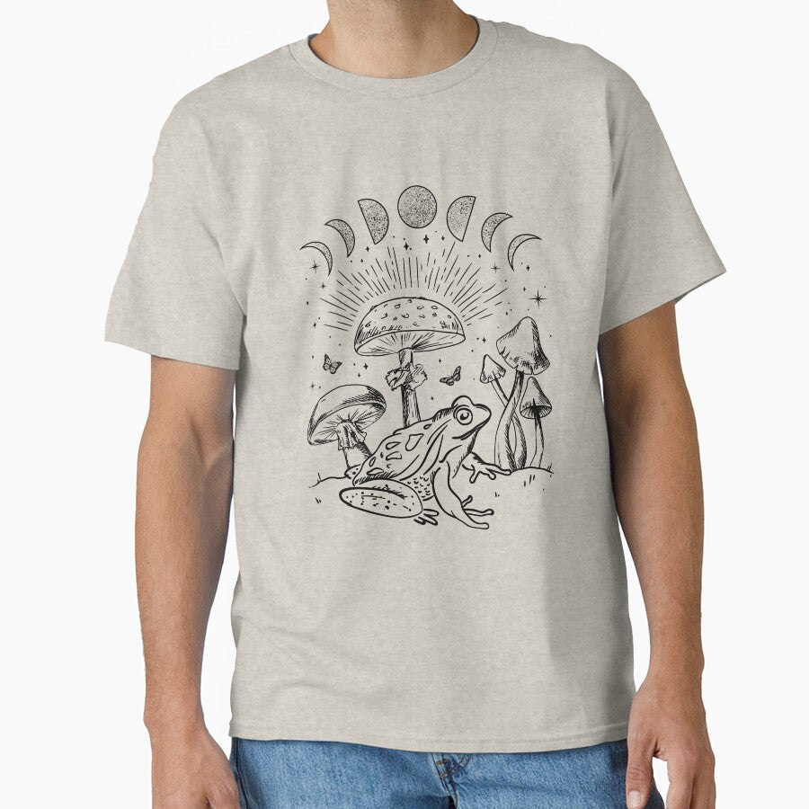 Frog Under Mushroom: Goblincore Cottagecore Aesthetic, Goth Mystical Edgy Alternative Look, Fungi Butterfly Toad in Psychedelic Forest Nature by MinistryOfFrogs