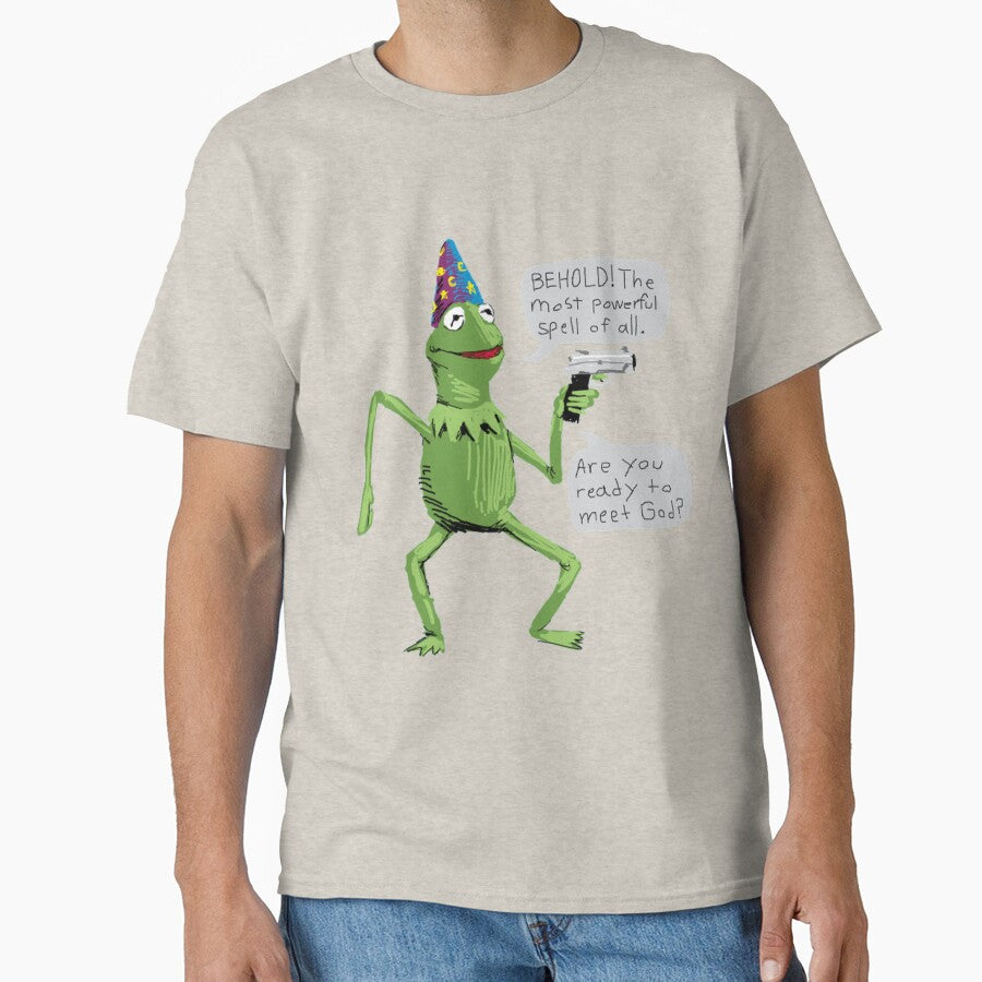 Wizard Kermit with Gun behold the most powerful spell of all. are you ready to meet god| Gift shirt by lucidama