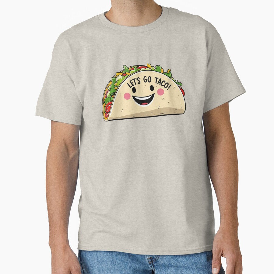 Let’s Go Taco! Cute Smiling Taco Face – Funny Food Pun Design by Dokak Shop