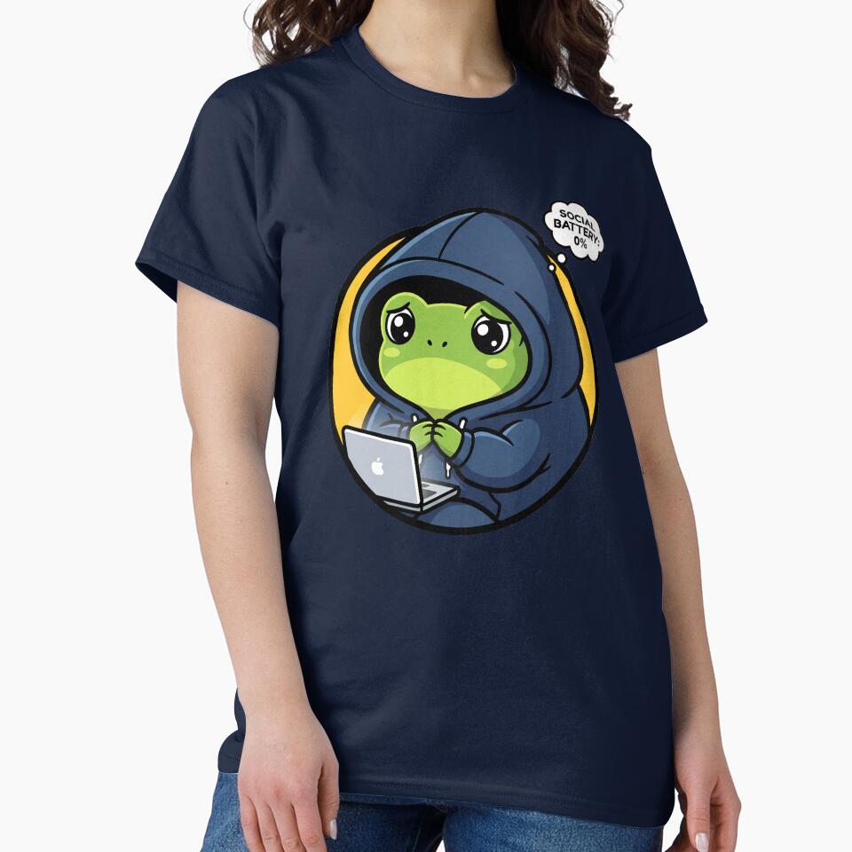 Social Battery 0% Frog – Cute Introvert Frog Meme by Melanie_King