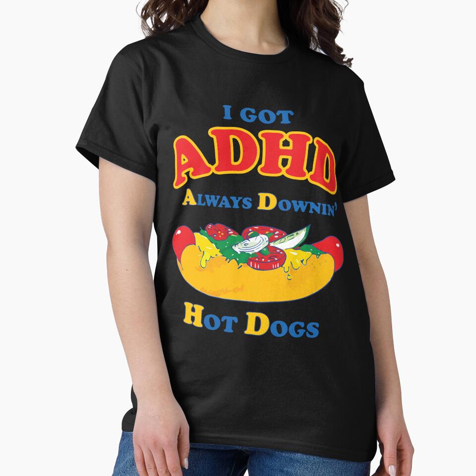 Funny Hot Dog Lover Always Downin Hot Dogs Food Humor Cartoon Design by kiralynstration