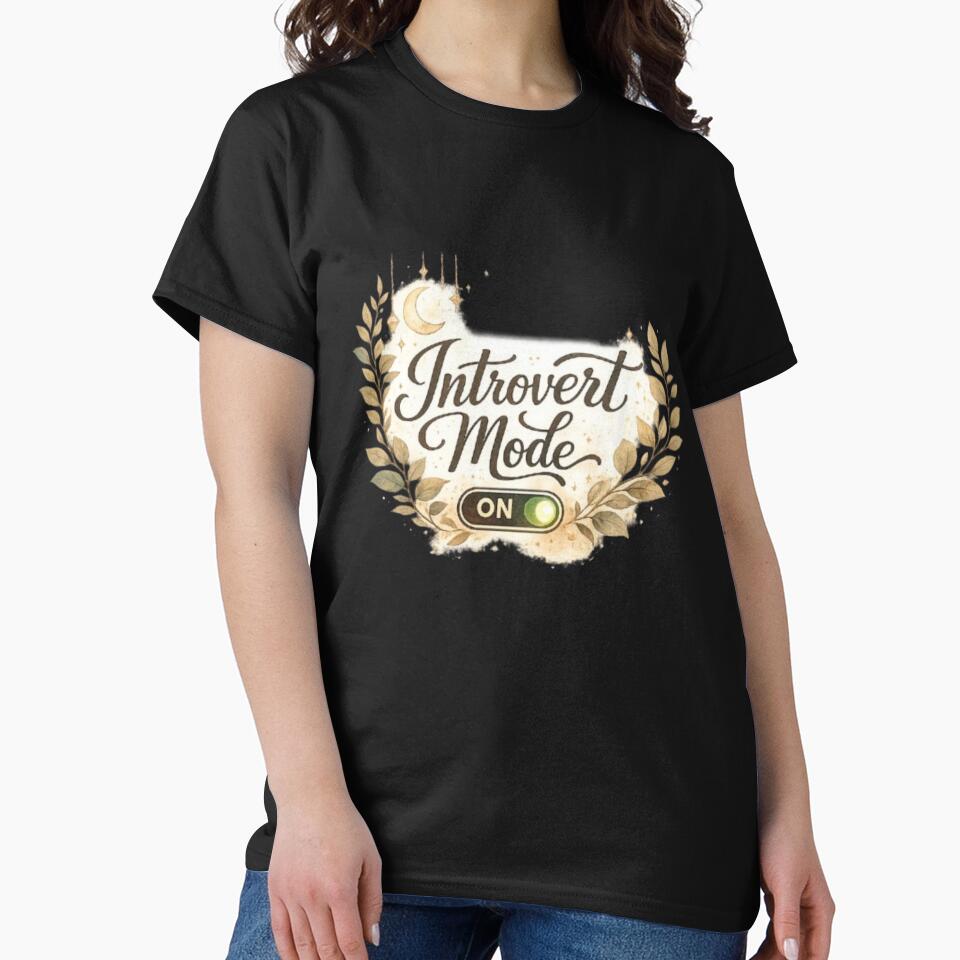 Introvert Mode On Aesthetic Botanical Toggle Quote Design by Sanika arts