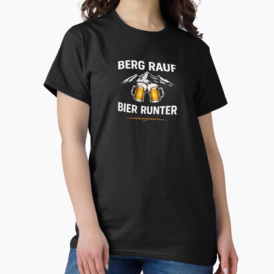 Up the mountain – down the beer | Alpenfieber Funny Hiking Shirt by Alpenfieber