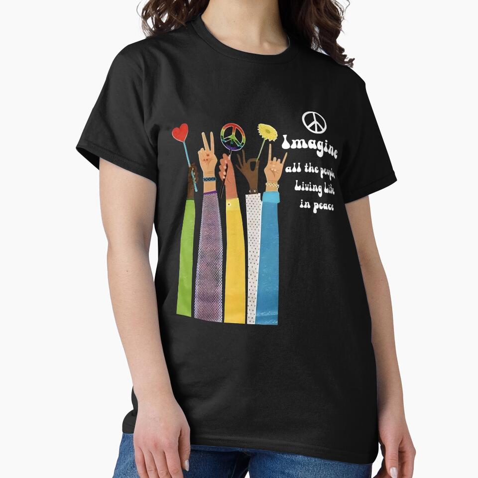 Imagine Peace and Love Retro Hippie Design by margamPagenberg