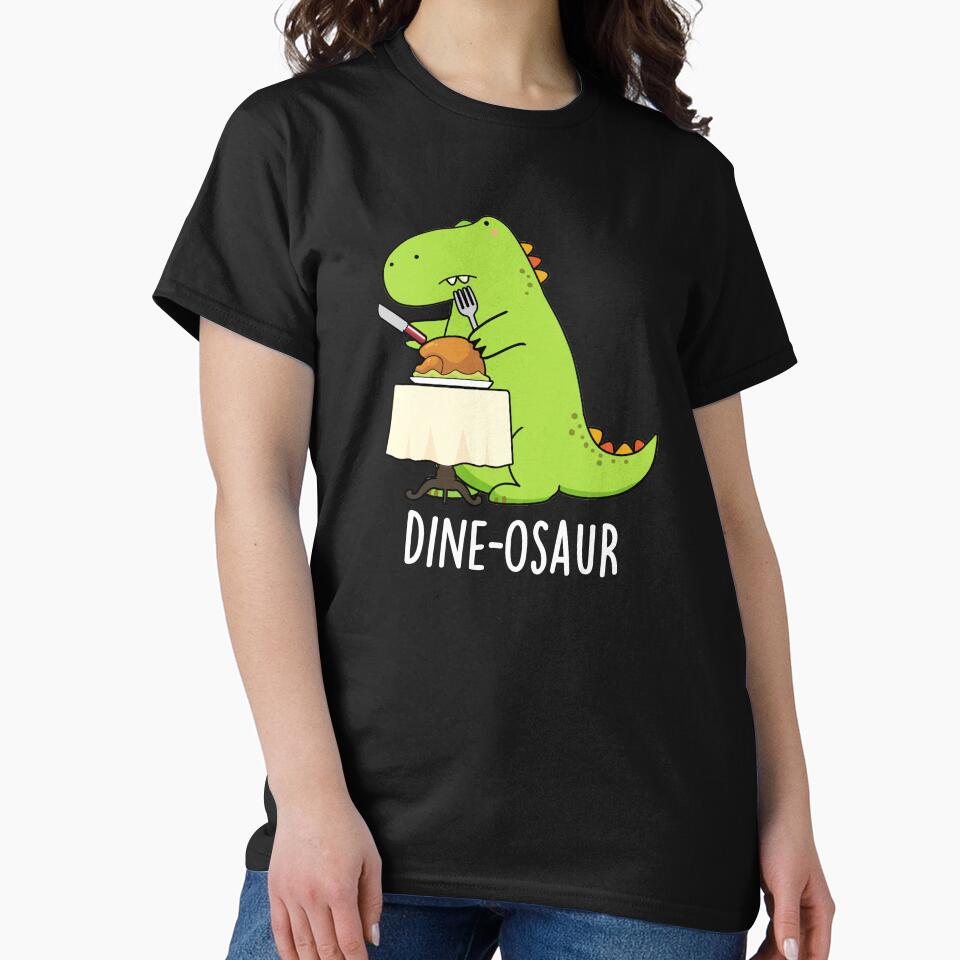 Dine-osaur Funny Dinosaur Pun (Dark BG) by punnybone