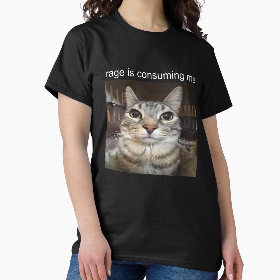 Rage Is Consuming Me Silly Staring Cat Meme by FloraPlantTees