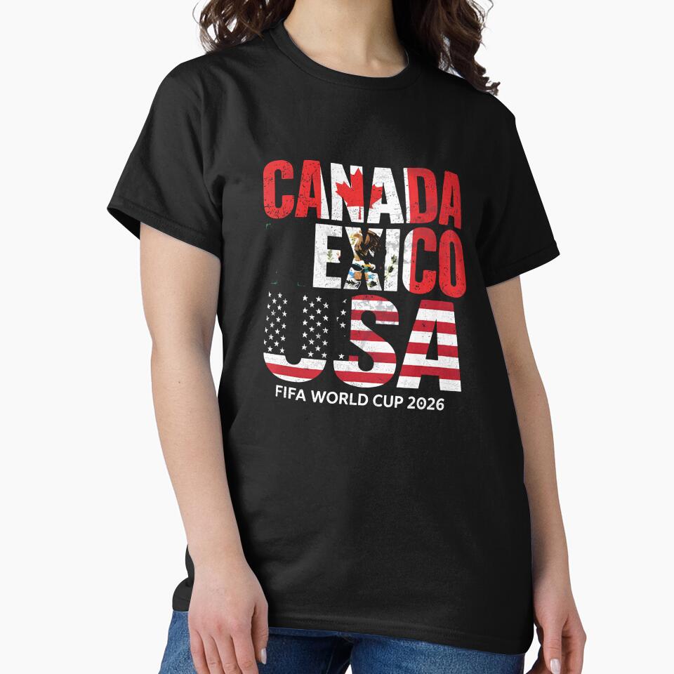 United 2026 World Cup - Canada, Mexico, USA Flags T-Shirt_83138002 by gidget-gadget