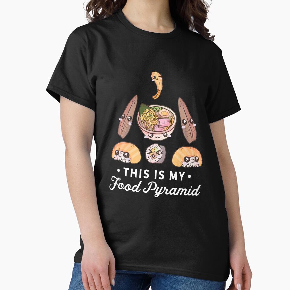 This Is My Food Pyramid, Japanese Food, Kawaii, Tempura, Sushi, Ramen, Squid, Shrimp Tempura, Food Pun by fatamyfan1