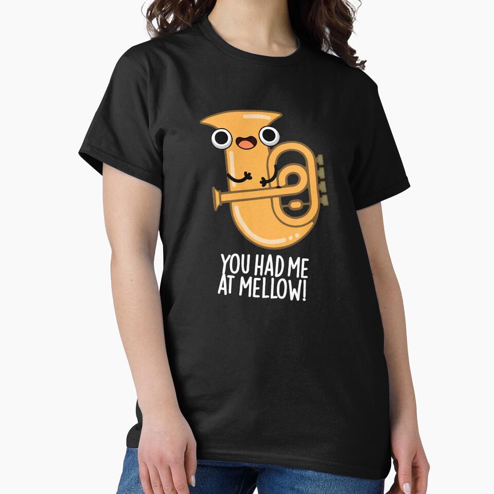 You Had Me At Mellow Funny Tuba Pun (Dark BG) by punnybone