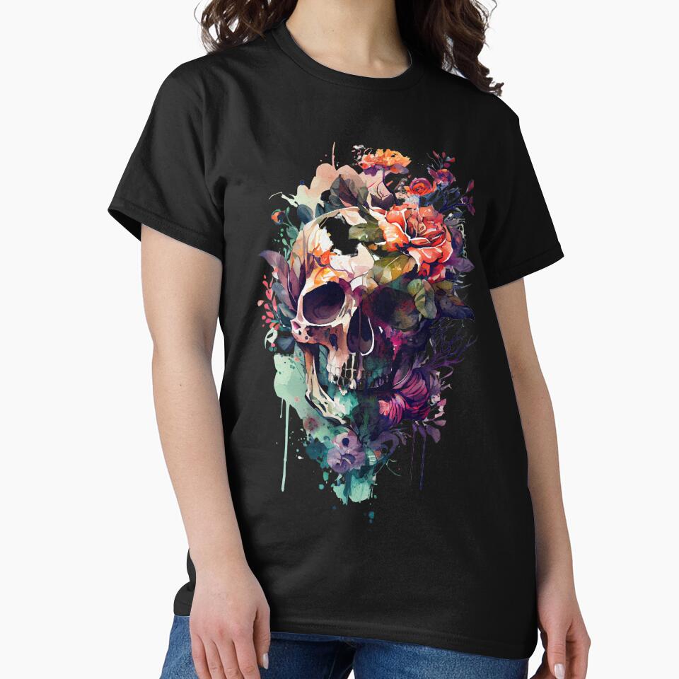 Skull and crossbones with flowers for a grunge and romantic look by nellylebrun