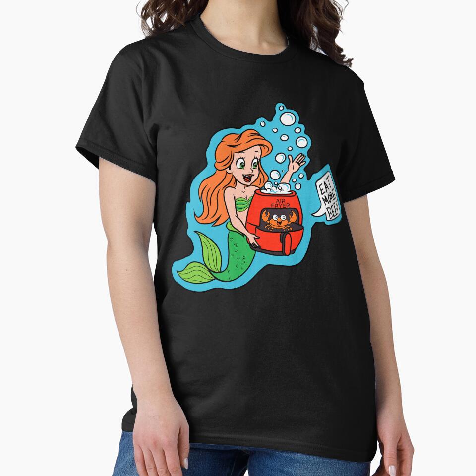 Funny Mermaid Air Fryer Crab Pun - Eat More Beef Parody by Urban Muse And Sultry Hues
