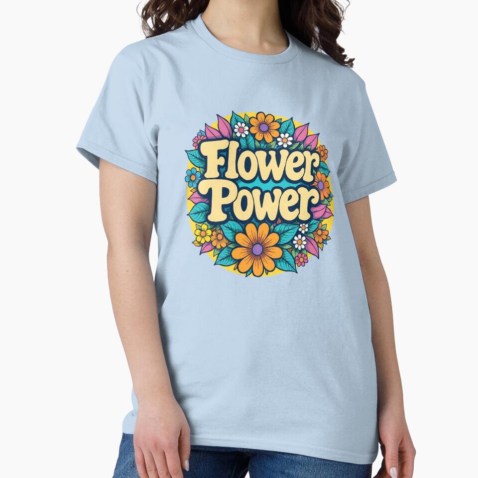 Flower Power Retro 70s Groovy Floral T-Shirt by Pogglecards