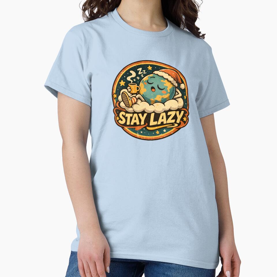 Stay Lazy – Sleepy Planet Vintage Cartoon Badge by WorkXPlay