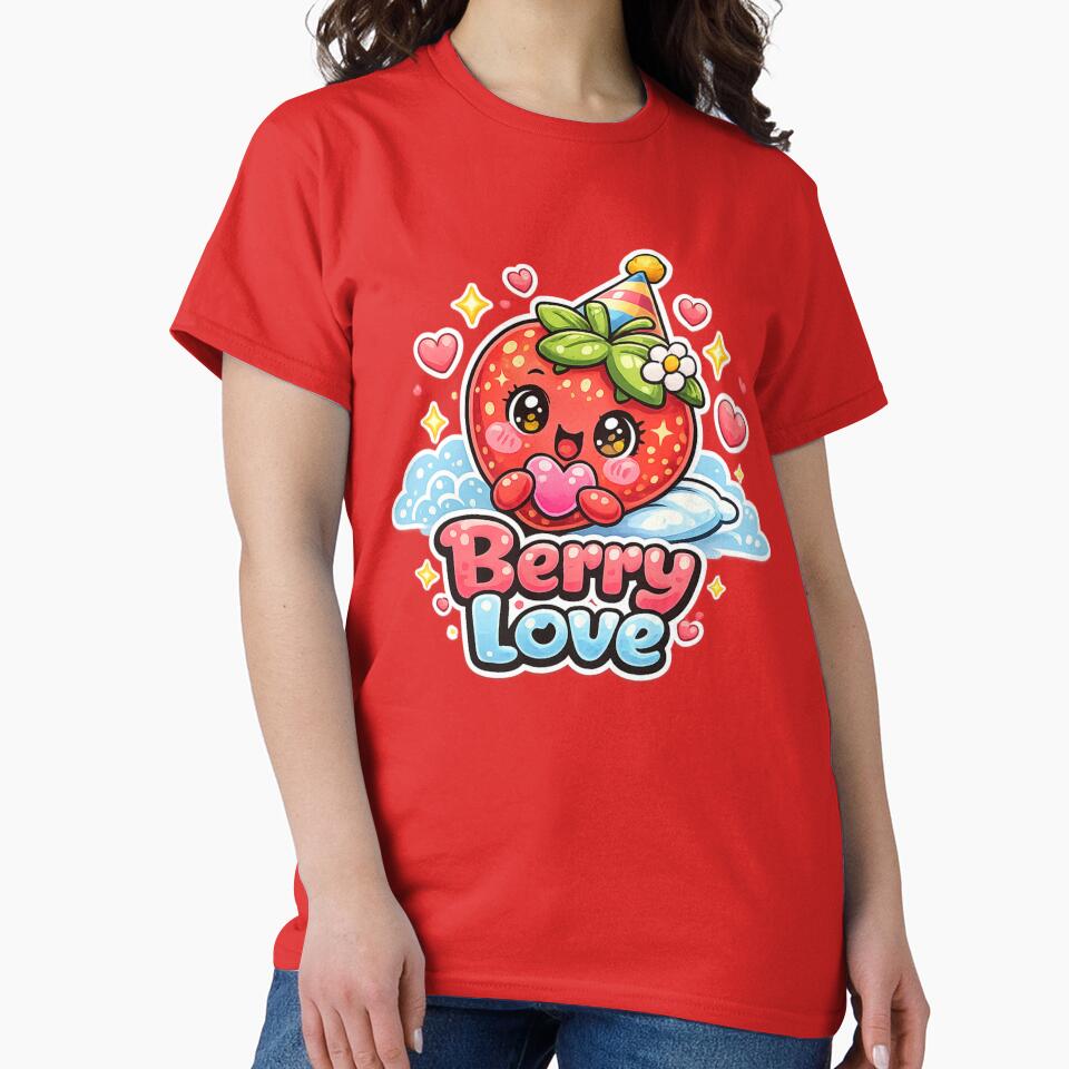 Berry Love – Super Cute Kawaii Strawberry with Heart and Party Hat by apanoracar
