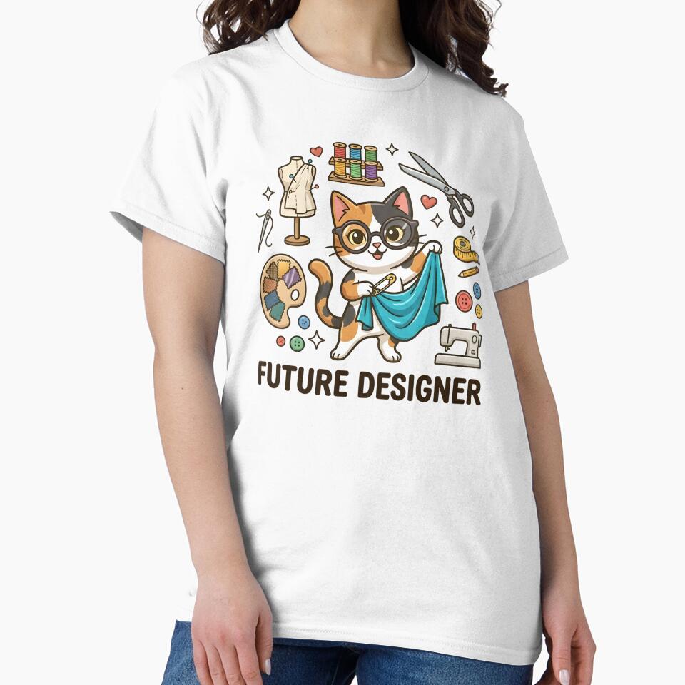 Cute Cat Future Designer Kids T-Shirt – Creative Cat Cartoon by DIRTYSKETCHH