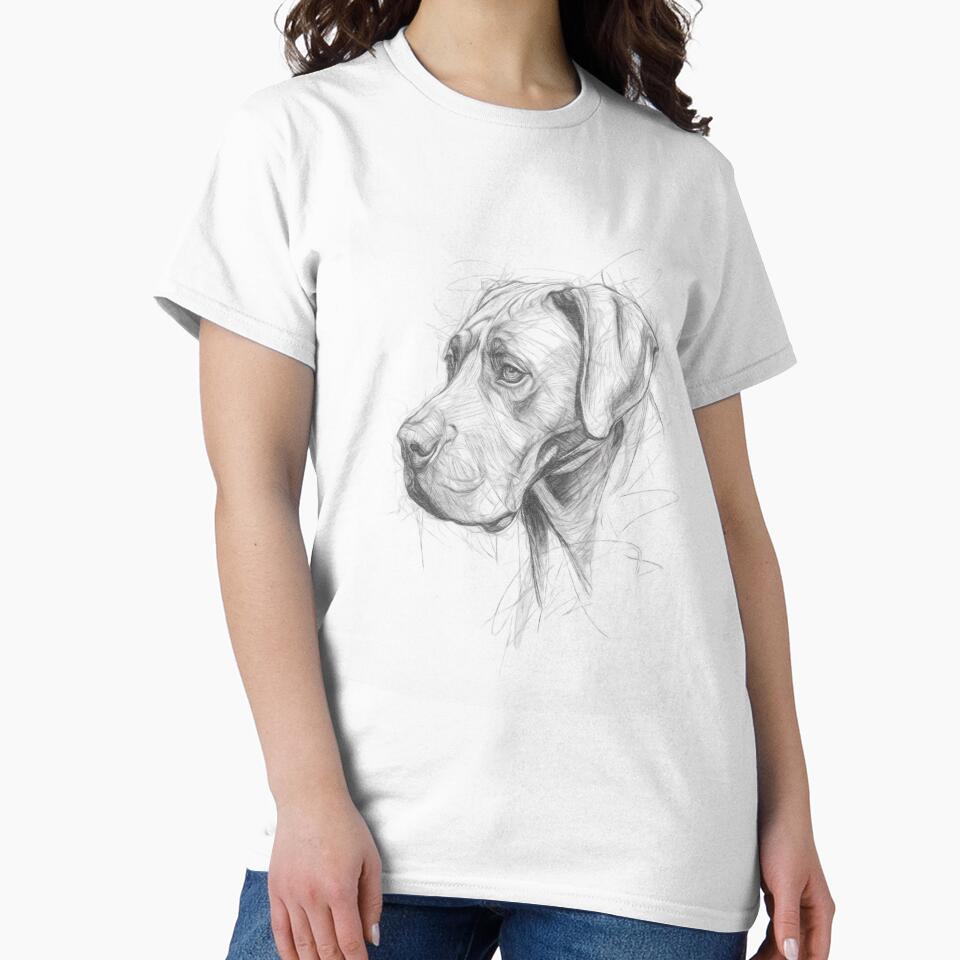 Great Dane Sketch by Leon Woods Pencil Art