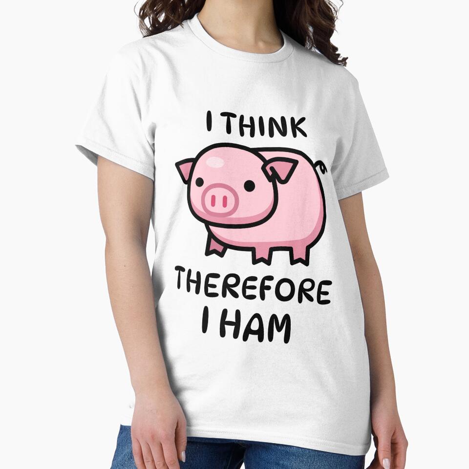 I Think Therefore I Ham! Cute Pig Pun by PMCreative