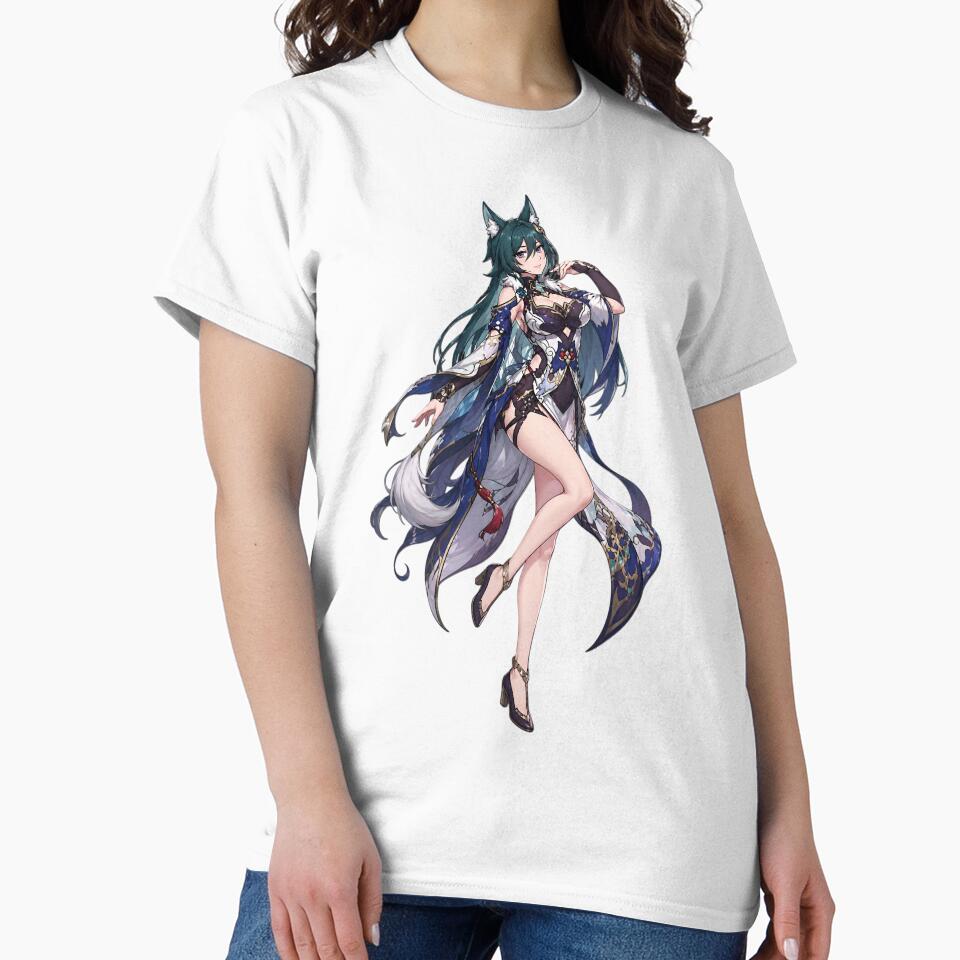 Yukong Inspired Fox Girl Anime Sticker – Elegant Fantasy Waifu Aesthetic by Bhaskar Digital