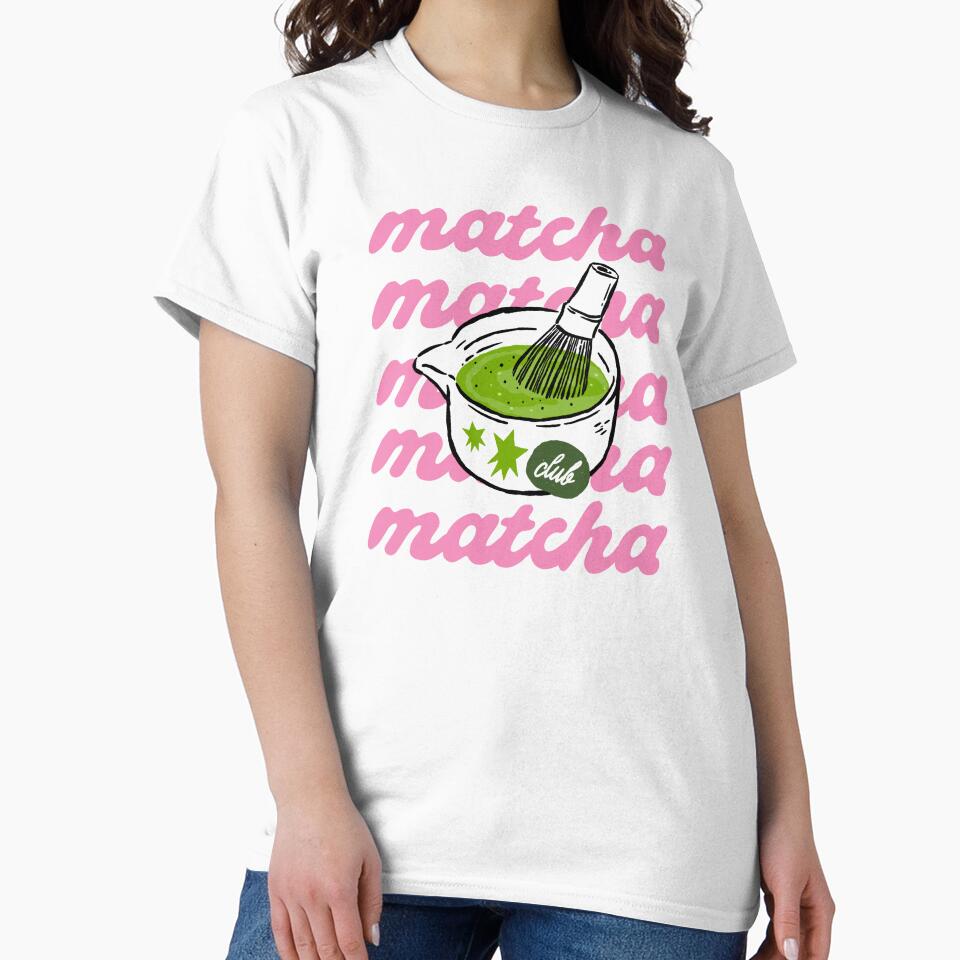 Retro Matcha Club Pink Typography Bowl And Whisk by krystalRomanart
