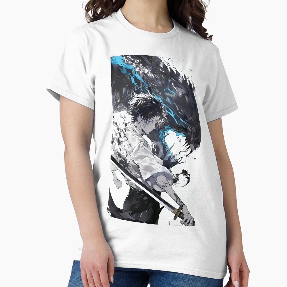 Dark Anime Swordsman With Shadow Beast – Blue Aura Samurai Art by Dyan4