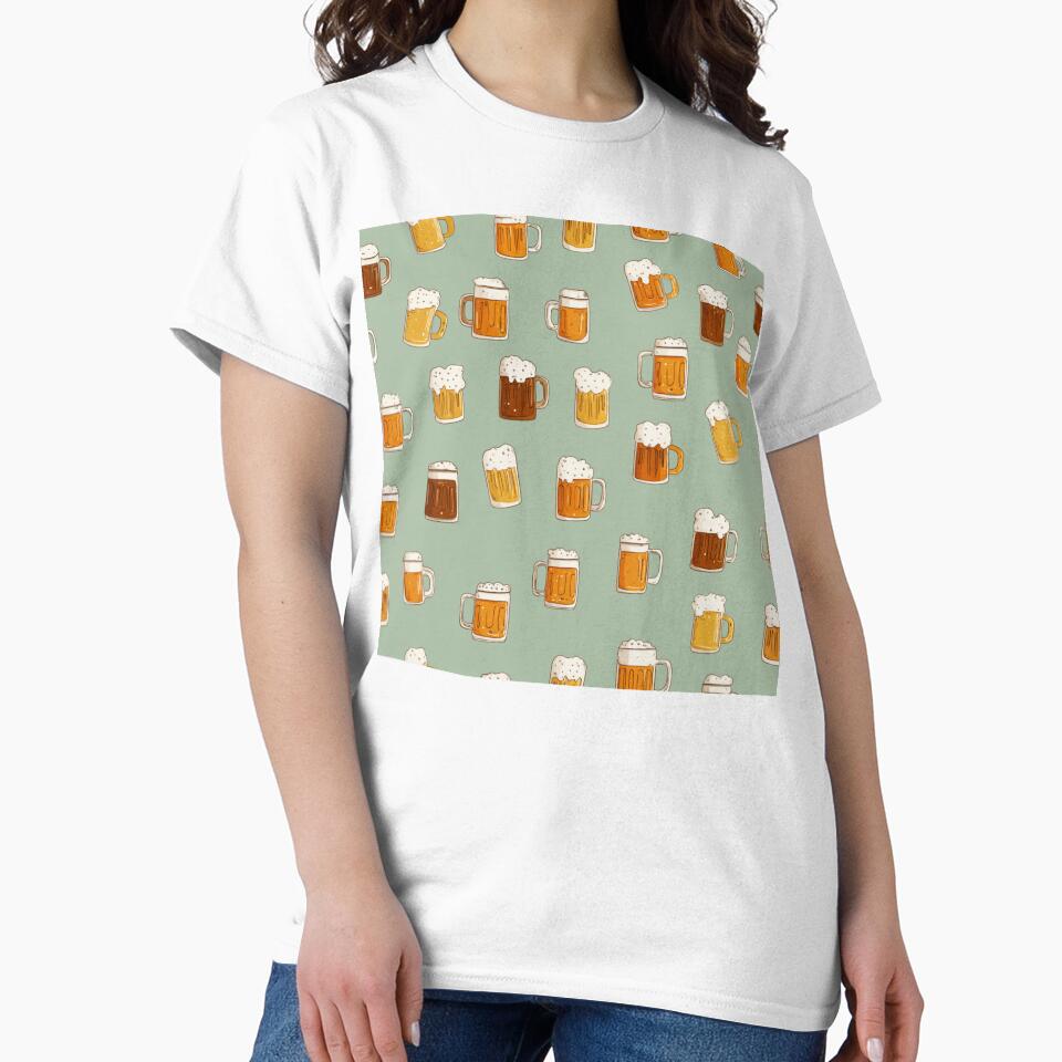 Frothy Beer Mugs Pattern Ale Lager Drinker Design by NicolasGlowArt
