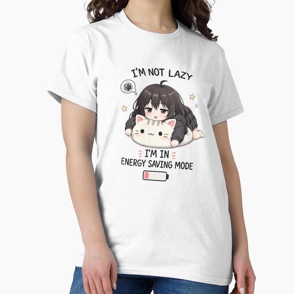 I’m Not Lazy – Energy Saving Mode Cute Anime Cat Girl Design by YamiSociety